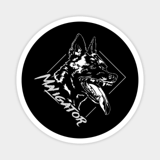 Funny Belgian Malinois Maligator dog portrait Magnet